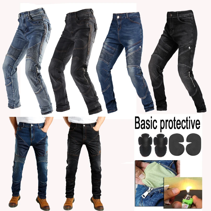 Aramid  Motorcycle Pants Moto Protection Motocross Blue Jeans Moto Jeans Men Motorcycle Motocross Pants fireproof and wearable