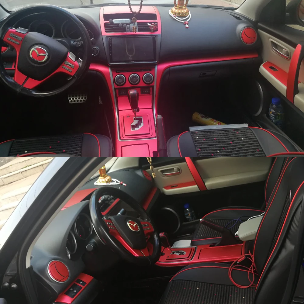 Panel de Control Central Interior para puerta de Mazda 6, pegatinas de fibra de carbono 5D, calcomanías, accesorios de estilo de coche, 2008-2015