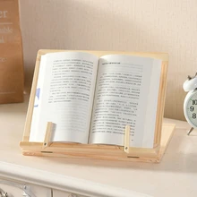 Wooden Cook Book Stand Reading Book Recipe Holder with Page Paper Clips Foldable Station for Tablets Cell Phones 85DD