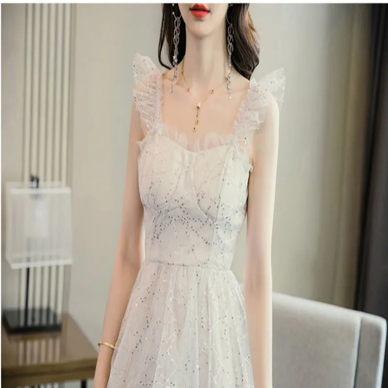 Элегантное сексуальное кружевное платье на бретельках женское пляжное летнее