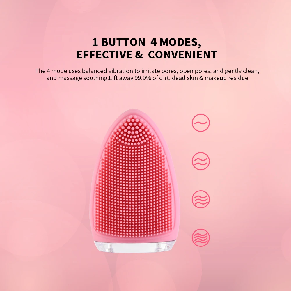 Goedkoop Newdermo Ultrasone Trillingen Gezichtsreiniging Borstel 4 Modus Mini Siliconen Gezicht Porie Cleanser Massage Elektrische Gezicht Wassen Borstel