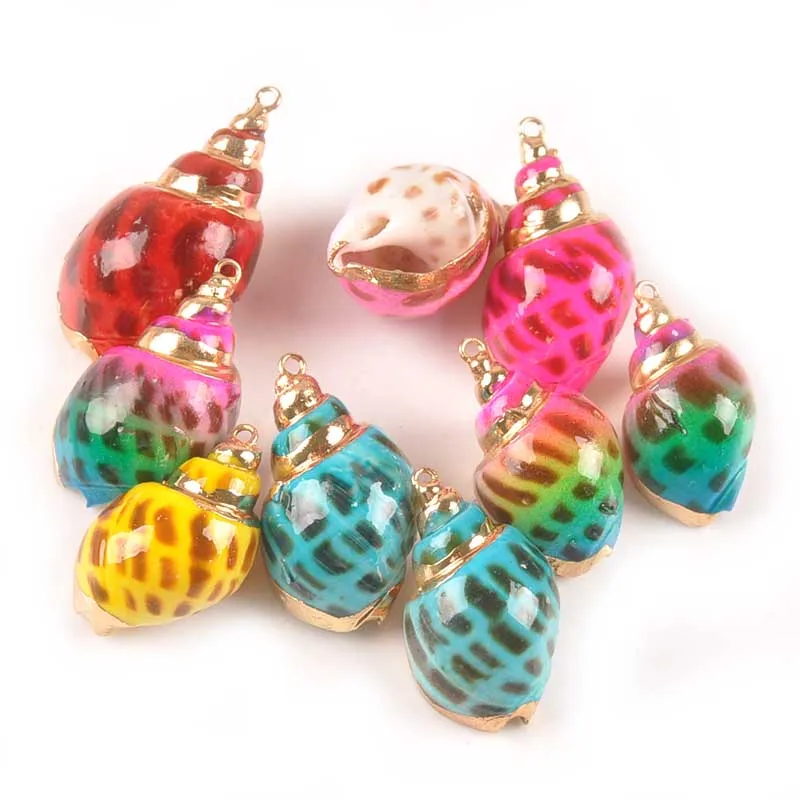 5 шт. Разноцветные Спиральные раковины позолоченные натуральные морские для