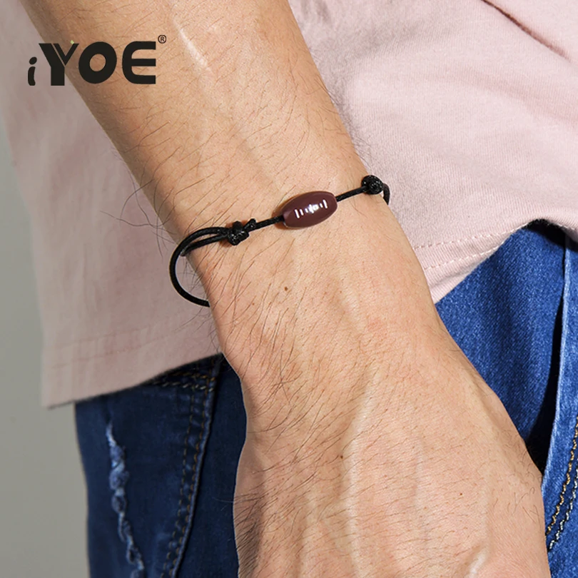 IYOE винтажные черные браслеты из пукожаной веревки для женщин и мужчин Бейсбол