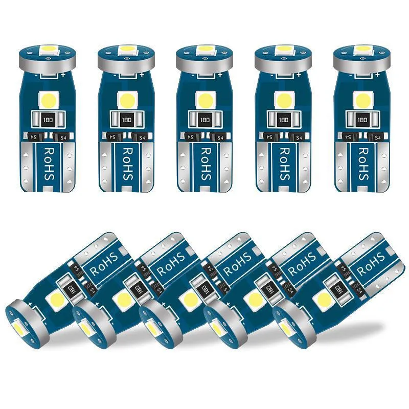 

10 Pcs T10 501 194 W5W 7020 3SMD License Plate Light Bulbs Super Bright Error Free White LED Wedge Light Bulb Width Hightlight
