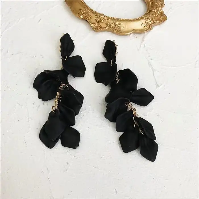 Aretes de mujer, современный стиль, дизайн, большие красные лепестки роз, серьги с кисточками, тренд, темперамент, летние корейские серьги для женщин