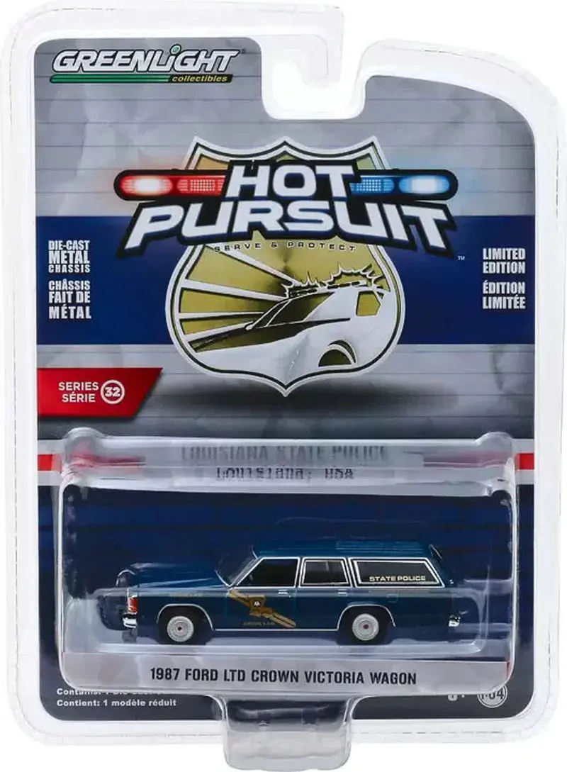 

GreenLight 1/64 1987 Ford Crown Police Crock car Thermal Tracking series collection version of the car model toy gift