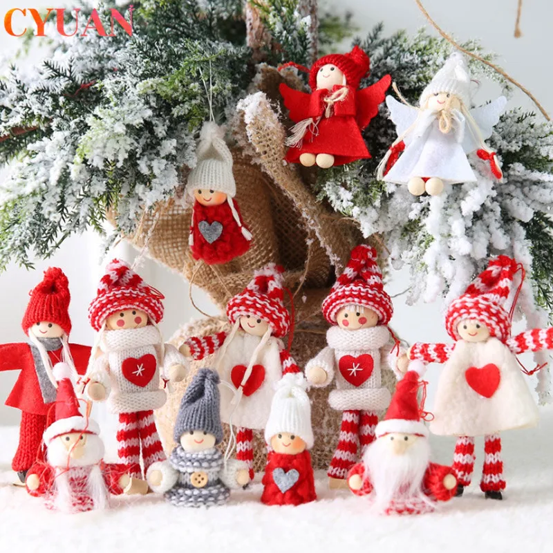 2pcs 2023 Christmas Ornament Doll Xmas Tree Decor Hanging Angel Faceless Home Decorations Kids New Year Gift Noel - купить по