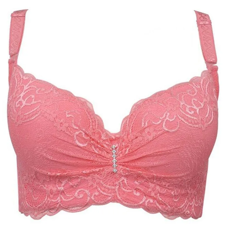 Pink BH 3/4 чашка плюс размер нижнее белье кружевные бюстгальтеры для женщин сексуальный кружевной бюстгальтер прочная чашка здоровое дышащее белье бесшовный бюстгальтер без косточек - Цвет: Pink