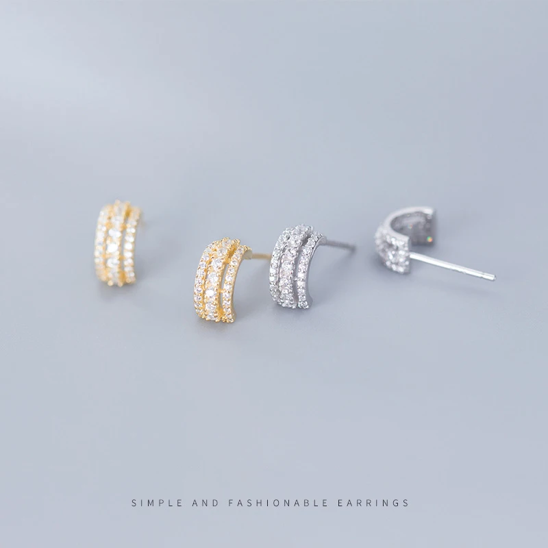 Modian новый 925 стерлингового серебра сверкающие Циркон алфавит C серьги гвоздики