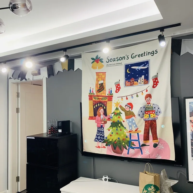 Аниме иллюстрация Рождество гобелен семья Празднование Нового года настенный