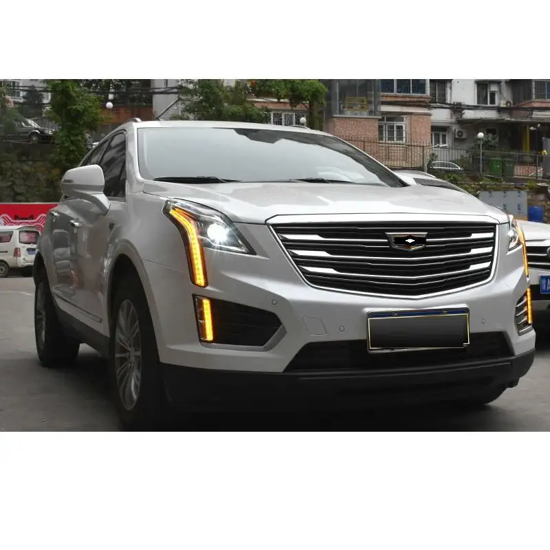 Drl авто автомобили дневные светодиодные ходовые боковые поворотники автомобиля освещение фары передние противотуманные фары 16 17 18 для Cadillac XT5