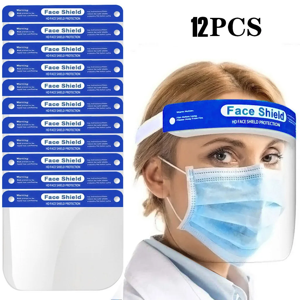 

Face Shield Safety Reusable 12PCSUpdated VersionAnti-Fog Wide Visor Spitting Anti-Fog Lens Face Shield for Men and Women A20