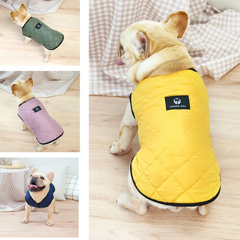 

Однотонная Дизайнерская одежда для домашних животных, жилет без рукавов, куртка, зимняя одежда для собак, костюм для кошки, теплая куртка с п...