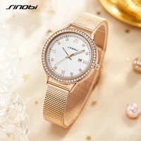 sinobi fashion diamond woman watches golden women quartz wristwatches elegent ladies calender gift box clock relogio feminino