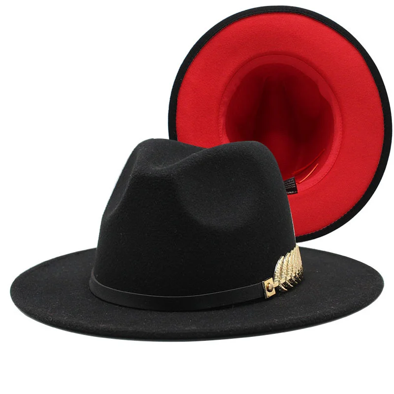 

2022 Autumn Fedora Hat For Women Felt Wool Fedora Female Wide Brim Jazz Panama Cap Men Goth TopTrilby Cap Vintage Wedding Hat