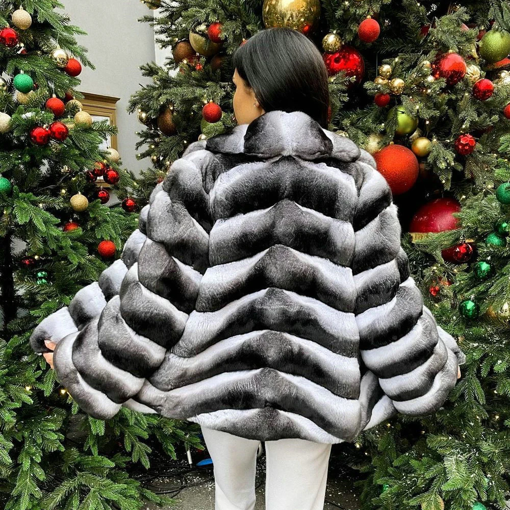 Women Natural Rex Rabbit Fur Coat 2021 Winter New Whole Skin Genuine Rex Rabbit Fur Jacket Turn-down Collar Warm Fur Overcoats