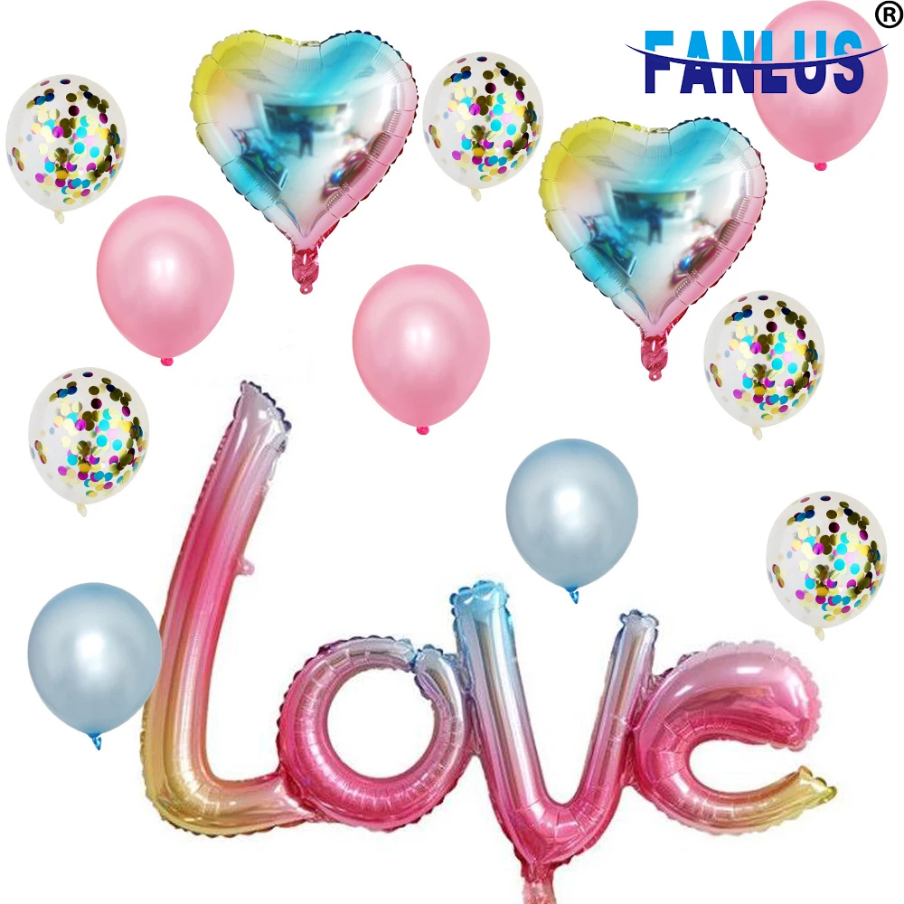 13 шт./компл. сердце любовь алюминиевая пленка воздушные шары Свадебная вечеринка