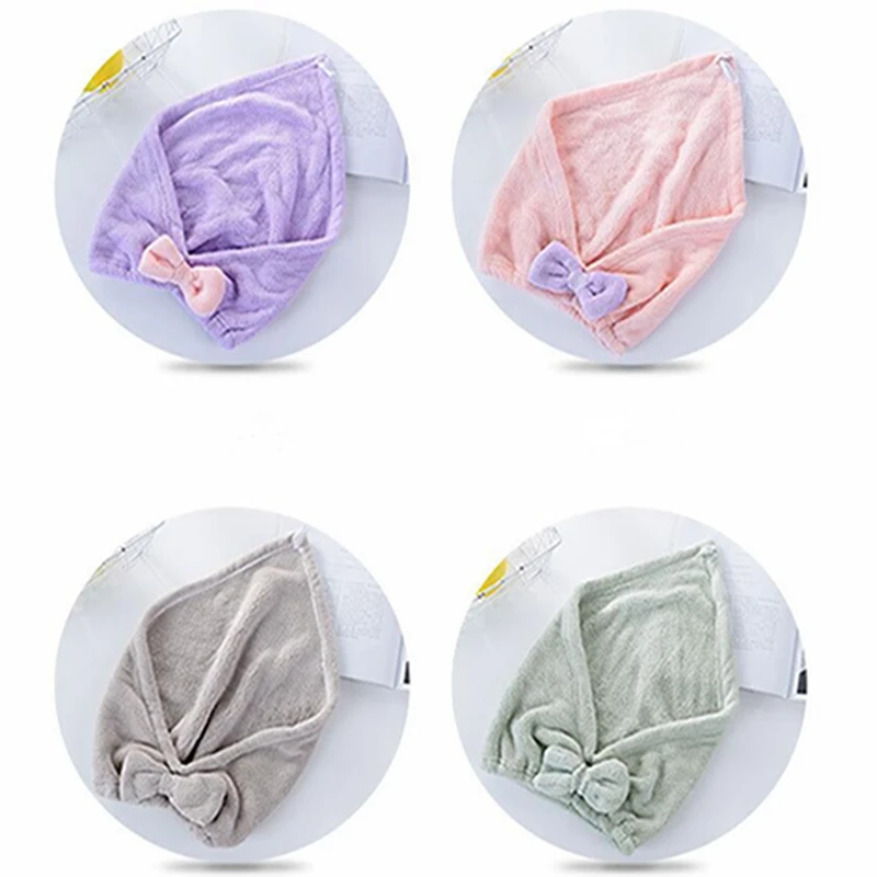 Детская шапочка для душа из микрофибры с бантом водопоглощающая милая