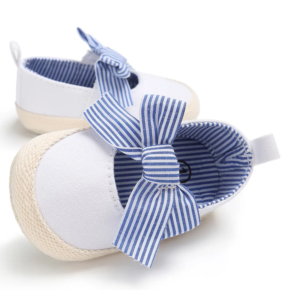 

One Pairs Toddler Baby Shoes Newborn Girls Soft Soled Casual Cotton Princess Striped Crib Shoes Prewalker