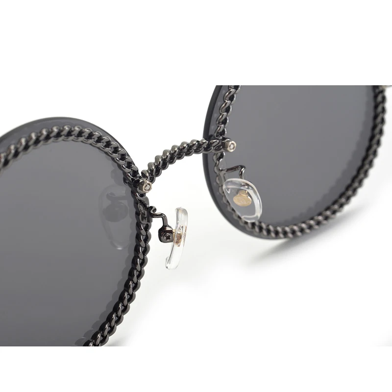 

Sunglasses Luxury Brand Designer Chain Designed Frames With Rimless Lens UV400 Female Shades Lunettes