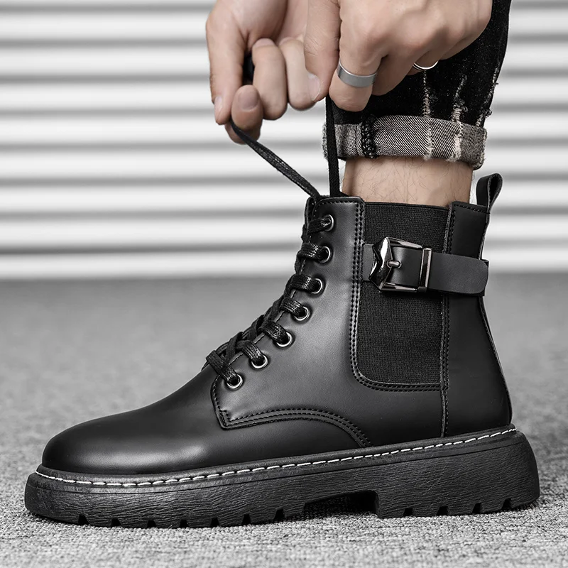 

2020 Autumn Winter Men Boots Mens Shoes Casual Botas De Hombre Fashion High Top Shoes Men Warm Pu High Quality Men Ankle Boots