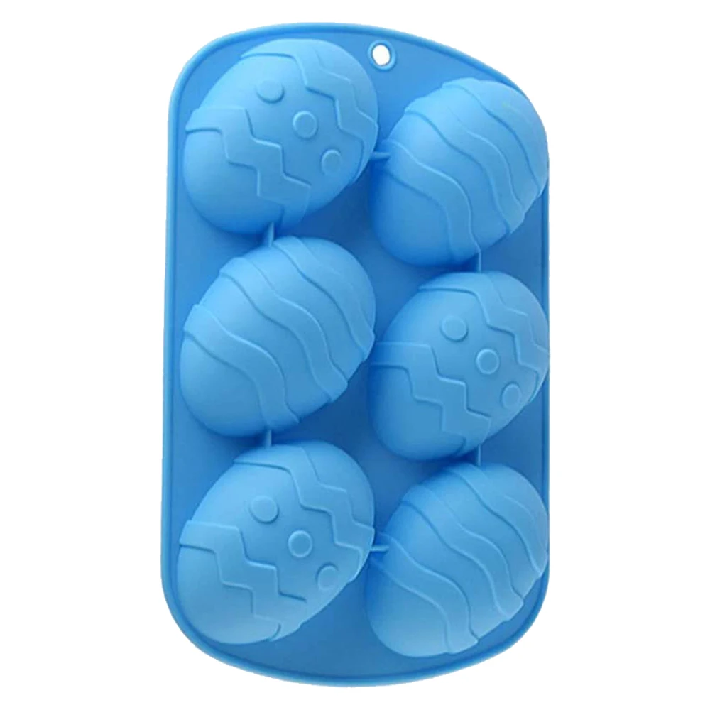

3D 6 Cavity Easter Egg Shaped Silicone Baking Mold Cake Mold Muffin Chocolate Cookie Baking Mould Pan Ice Maker Mould