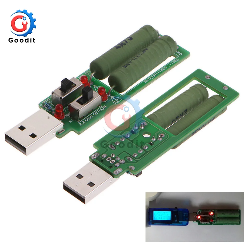 

Resistor USB dc Electronic Load With Adjustable Switch 1A 2A Current Capacity Discharge Voltage LED Battery Tester Resistance