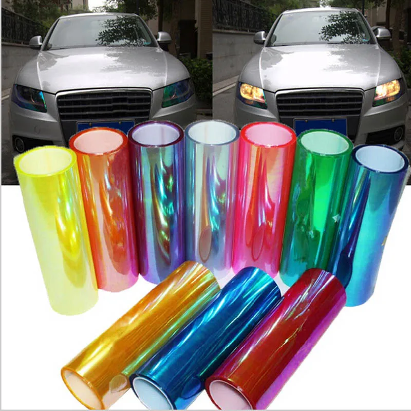 

New Color Car Color-Changing Film 1PC Car Styling Chameleon Headlight Taillight Vinyl Tint Sticker Light Film Wrap 30X60CM/100CM