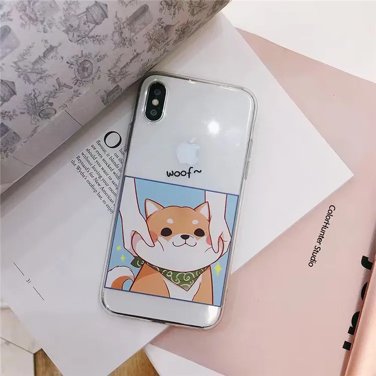 Kawaii Couple японский Сиба ину милый аниме чехол для телефона iPhone 7 8 6s 6 plus XS max