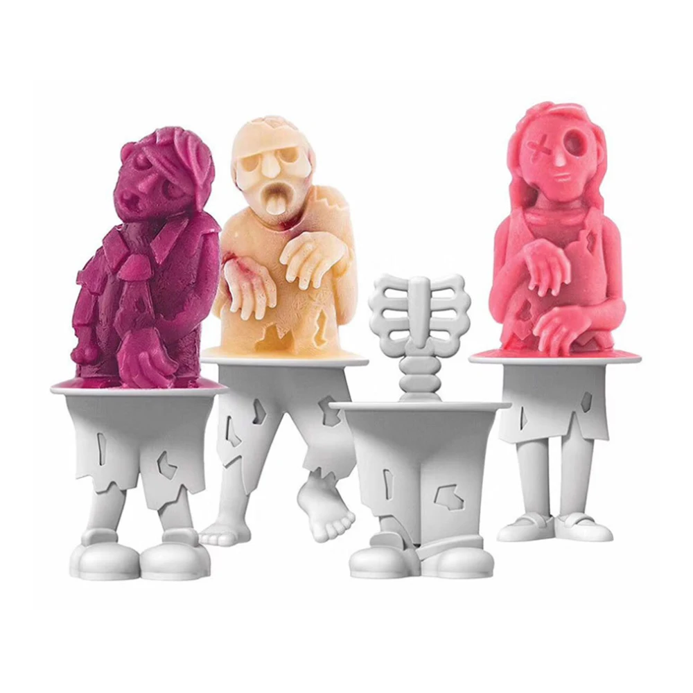 

3D Popsicle Silicone Molds With Reusable Sticks Set Easily-Removable Ice Molds Kitchen Tool Whiskey Beer Decorator BPA Free