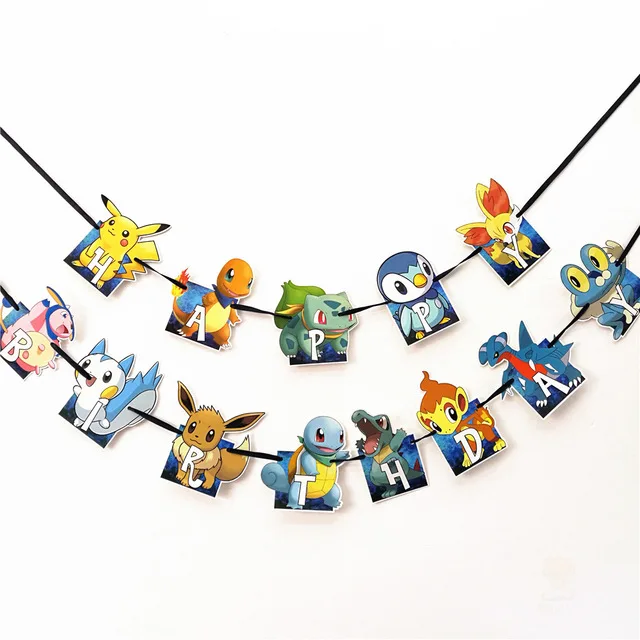 1set banner Новинка 12 дюймов Мультяшные шары Пикачу pokemon go expression шарики для день рождения вечерние украшения для детского душа детские игрушки в виде героев - Цвет: 1set banner