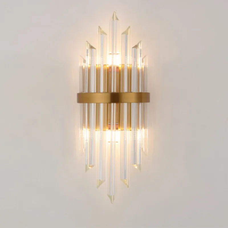

Postmodern crystal wall lamp gold wall sconce lights AC110V 220V fashion luxury lustre living room bedroom light fixtures