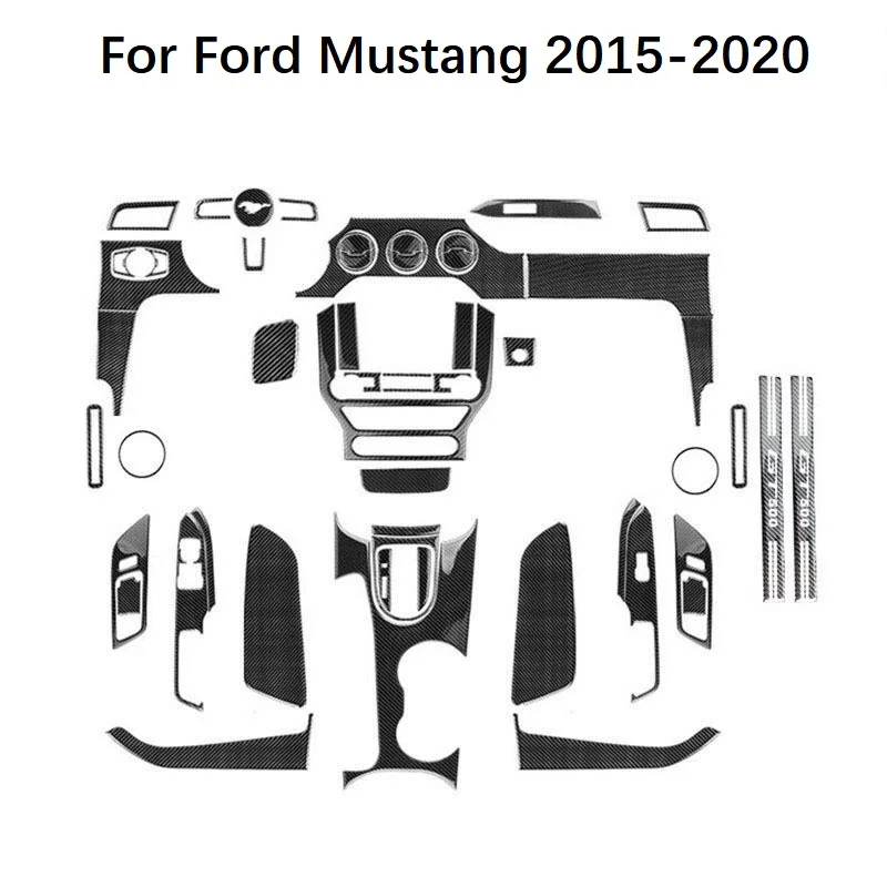 Скидка Автомобильные аксессуары из углеродного волокна, подходит для Ford Mustang 2015-2021 LHD RHD, отделка салона автомобиля, декоративная крышка, наклейка, С...