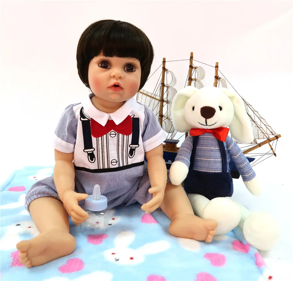 

rabbit with 22Inch Reborn Baby Doll Full Body Silicone 55cm Realistic smooth Skin Baby Doll Girl Kid Birthday Gift bebe Baby Toy