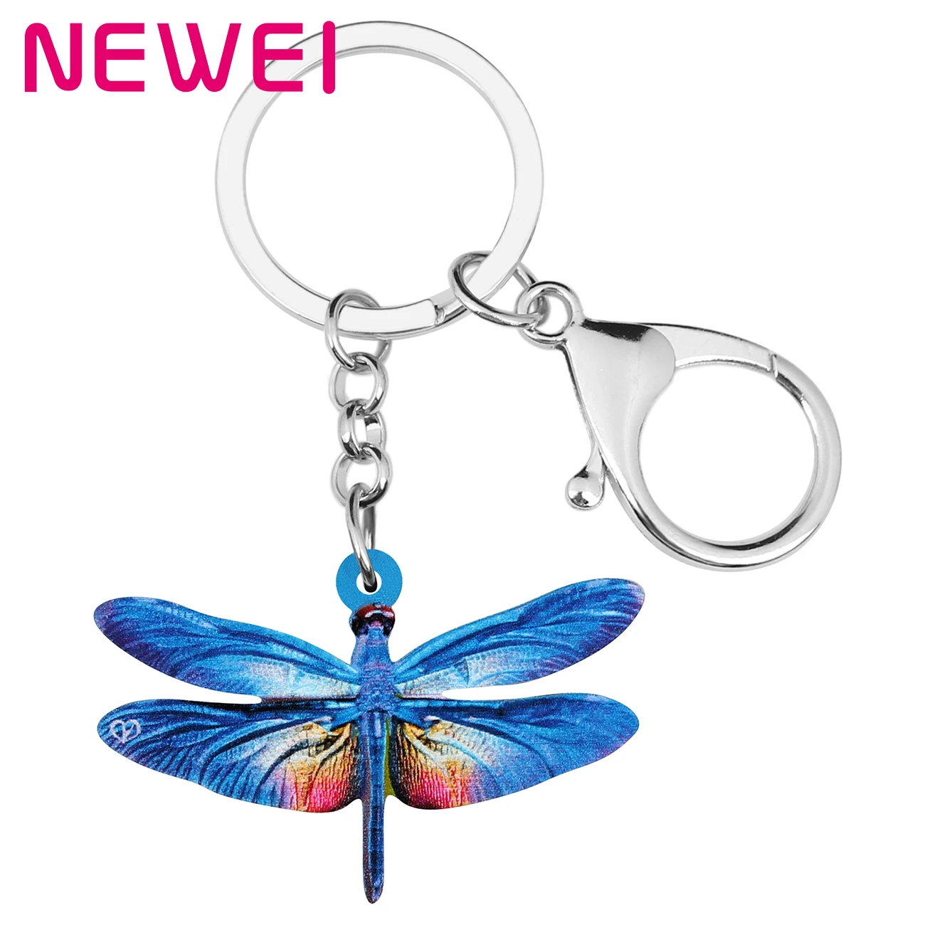 

Newei Acrylic Blue Dragonfly Keychains Print Cute Insect Animal Keyring Jewelry For Women Kids Teens Funny Gift Charms Jewellery