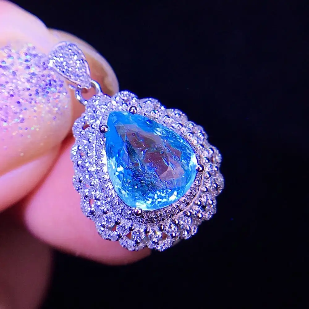 Турмалиновая подвеска Paraiba из натурального золота 18 К 100% натуральный турмалин 2