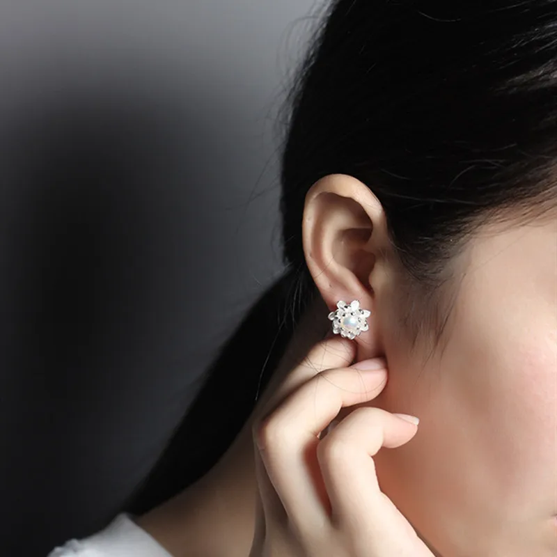 Серьги из стерлингового серебра 925 пробы серьги лазурита жемчуга цветов лотоса