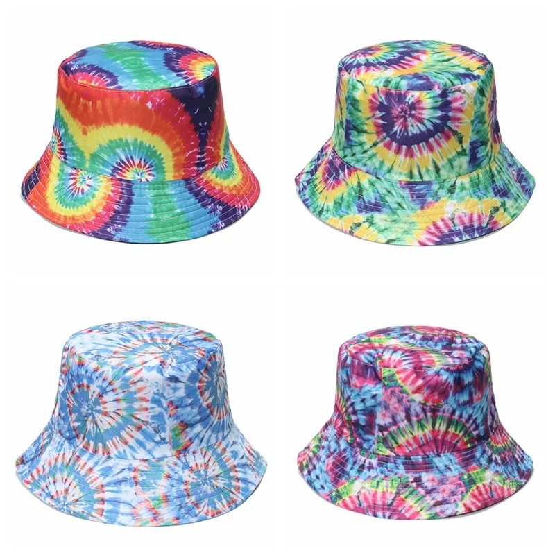 

2022 New Summer Colorful Firework Swirl Bucket Hats Hip Hop Bob Hat Men Women Panama Cap Beach Sun Fishing Boonie Hat