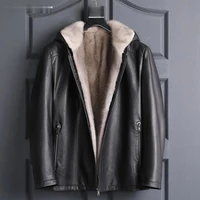 new fashion casual winter mink fur liner men shearling genuine clothes jacket cow leather