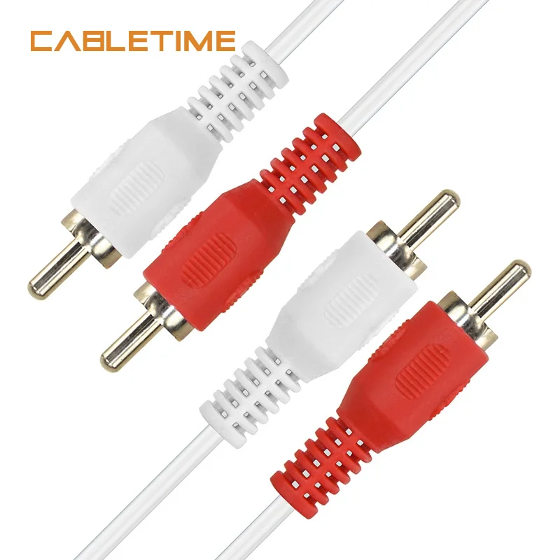 CABLETIME RCA аудио кабель 3 5 мм Jack 2RCA на 2 папа позолоченный для домашнего кинотеатра DVD