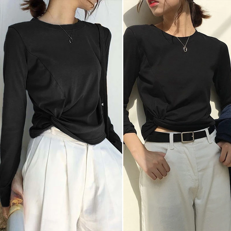 

Women's Korean-style T-shirt Women's Inner Tops Black