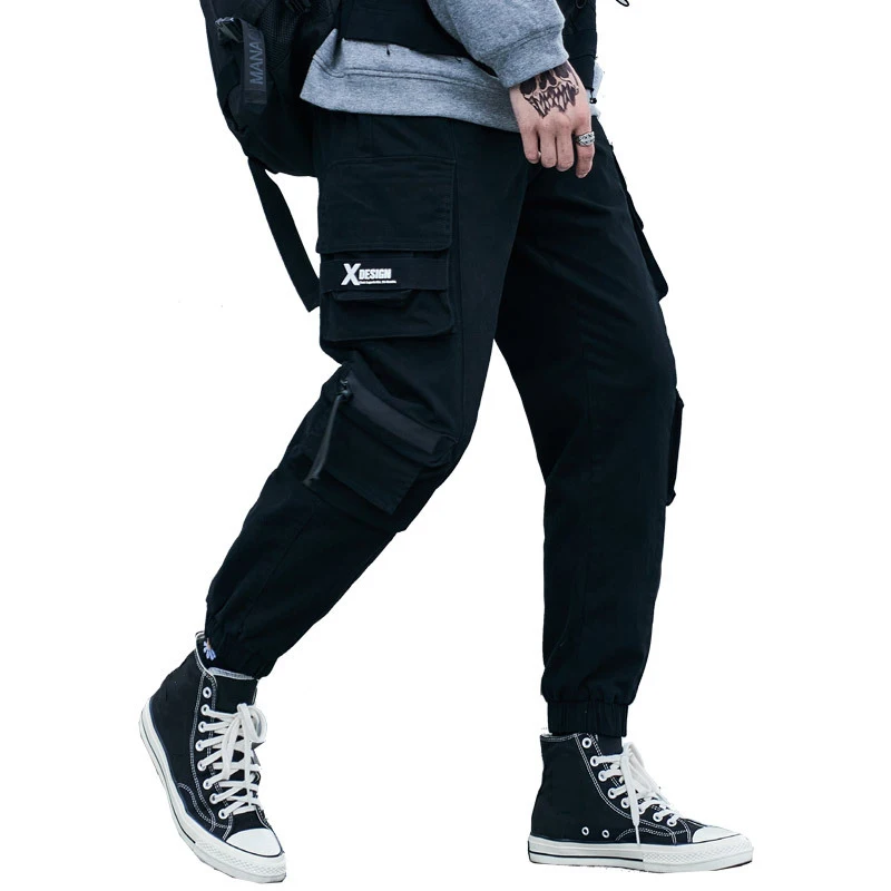 

Nice Pop Hip Hop Joggers Cargo Pants Men Winter Harem Pants Multi-Pocket Ribbons Man Sweatpants Streetwear Casual M-3XL