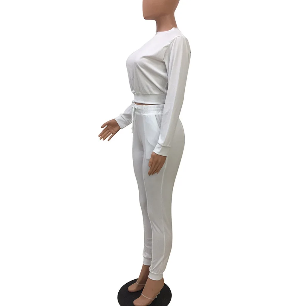 

Womail Women tracksuit Autumn Split two piece set Long Sleeve Crop top+long pant set Casual outfit pullover casual Sportwear 101