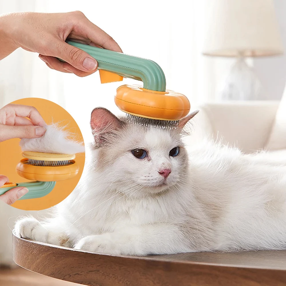 

Pumpkin Shape Cat Brush Pet Self Cleaning Slicker Comb for Dog Cat Hair Removes Brush Cat Tangled Hair Grooming Pets Accessories