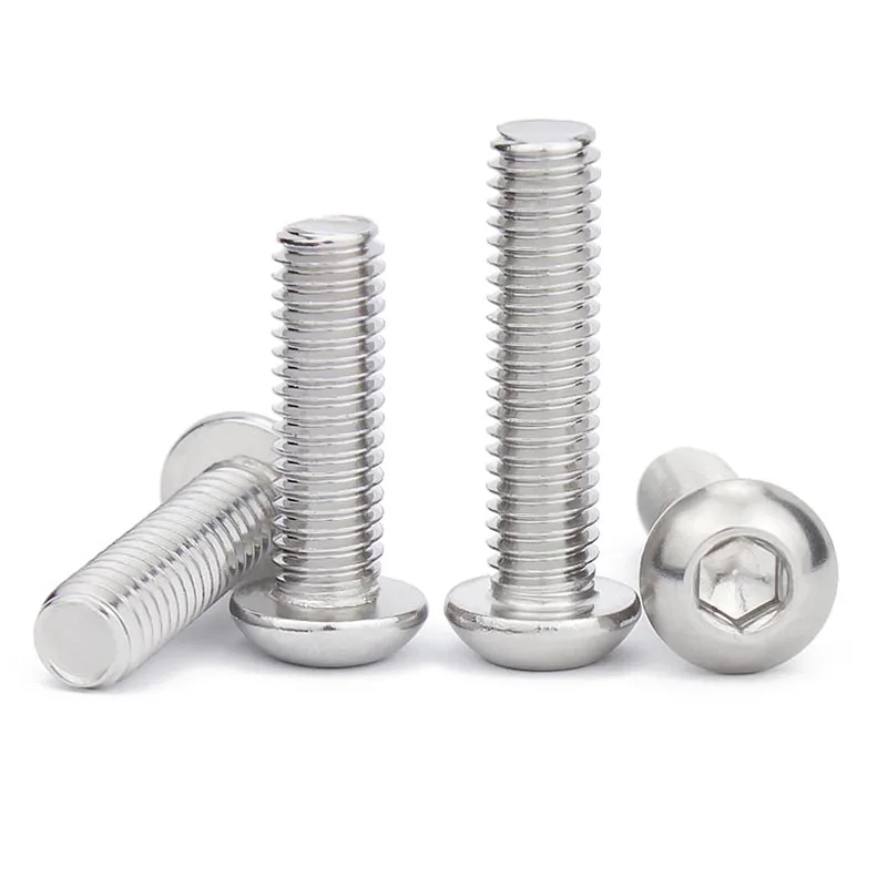 5/10/50pc M2 M2.5 M3 M4 M5 M6 M8 304 A2 Stainless Steel Black 10.9 Grade Hexagon Hex Socket Head Button Allen Bolt Screw ISO7380 - купить по