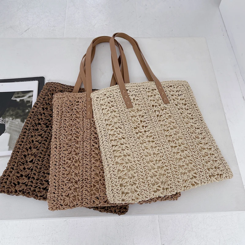 

2021 летние соломенные женские сумки, женские сумки, тканая сумка на молнии, Корейская молодежная сумка через плечо с вырезами, пляжная сумка, ...