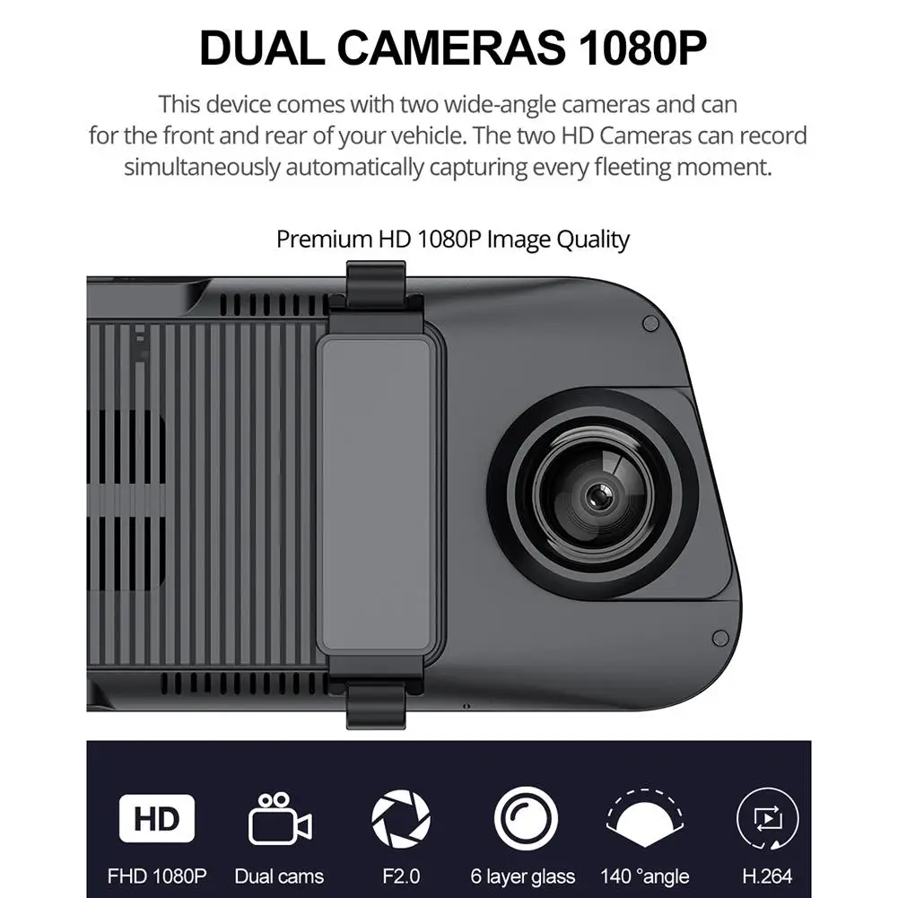 Автомобильный видеорегистратор 9 66 дюйма ADAS WIFI Двойная видеозапись 1080P 4G Android