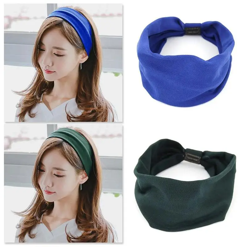

Big Wide Cotton Headband For Women Hair Accessories Color Turban Girl Fashion Band Korean Sport Head Hairbands Soft