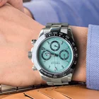 Часы Parnis мужские Кварцевые водонепроницаемые, с сапфировым стеклом и хронографом, 39 мм