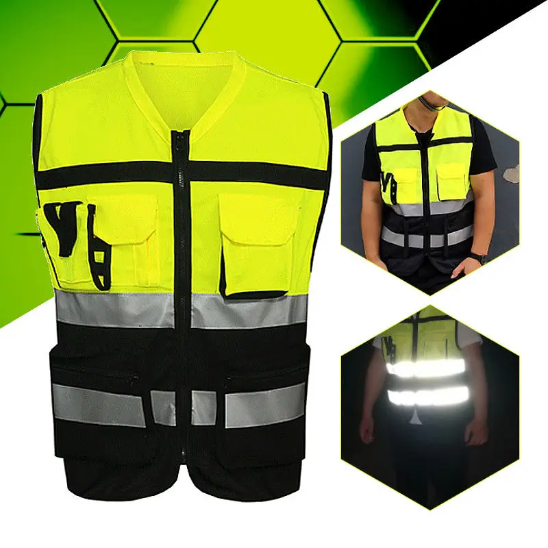 

Automobile Motorcycle Reflective Safety Vest Yellow High Visibility Night Warning Safety Coat For Traffic Car Summer Mesh Vest